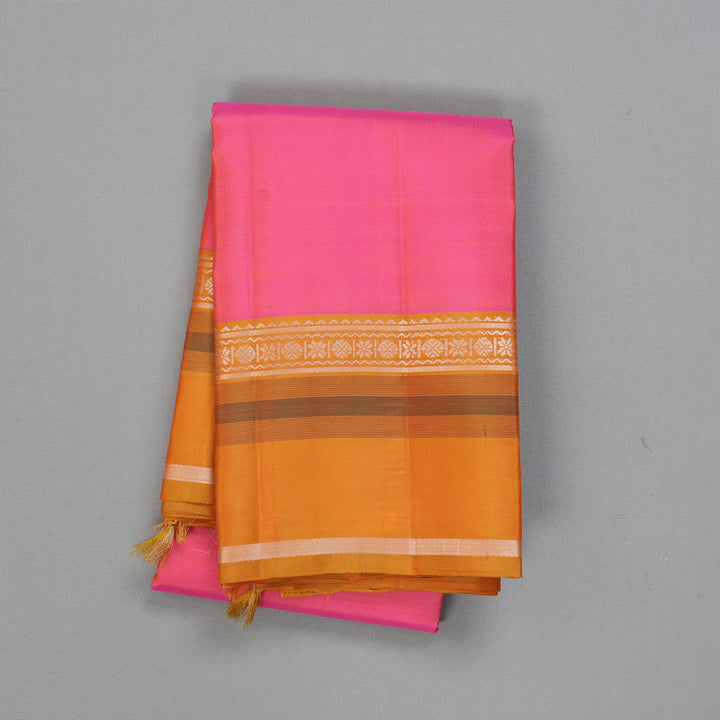 Hayagrivas Handloom Pink Kanjivaram Silk Saree with Orange Border KBF403F2-2