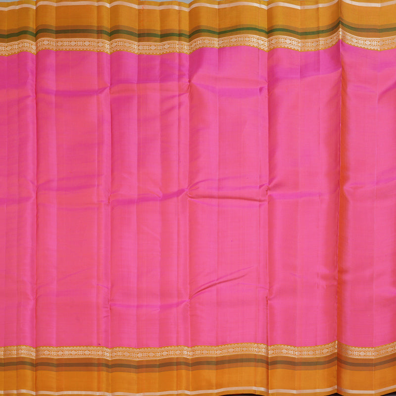Hayagrivas Handloom Pink Kanjivaram Silk Saree with Orange Border KBF403F2-2