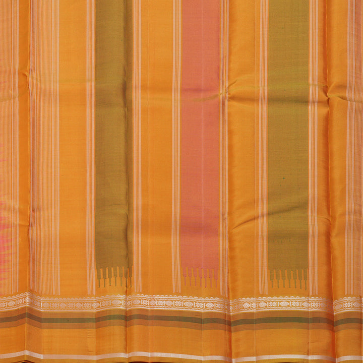 Hayagrivas Handloom Pink Kanjivaram Silk Saree with Orange Border KBF403F2-2