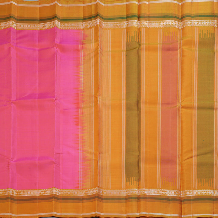 Hayagrivas Handloom Pink Kanjivaram Silk Saree with Orange Border KBF403F2-2