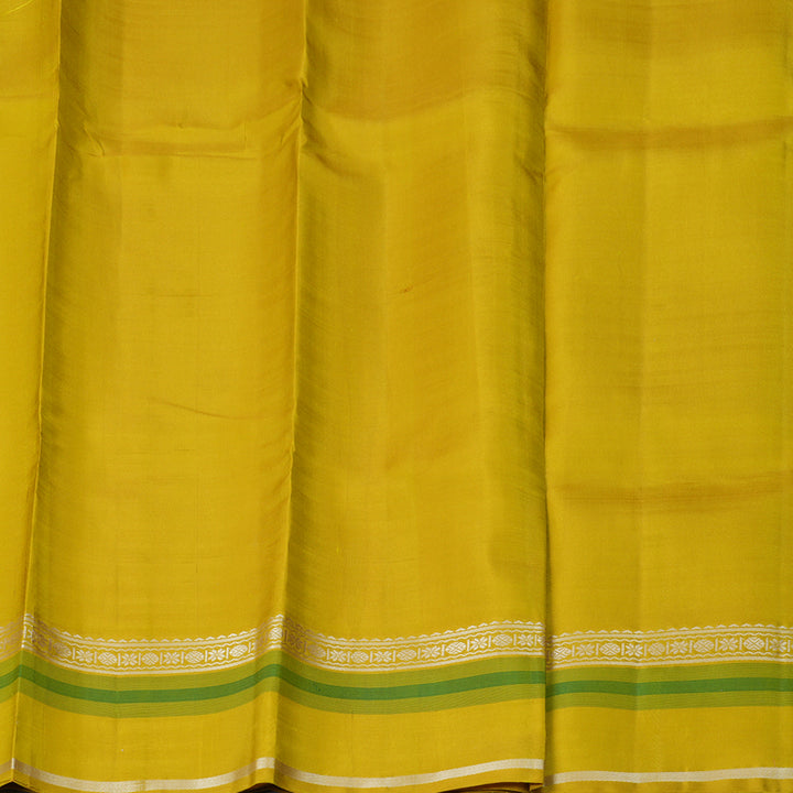 Hayagrivas Handloom Onion Pink Kanjivaram Silk Saree with Lemon Yellow Border KBF403F2-3