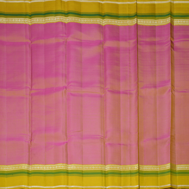 Hayagrivas Handloom Onion Pink Kanjivaram Silk Saree with Lemon Yellow Border KBF403F2-3