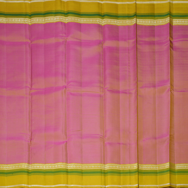 Hayagrivas Handloom Onion Pink Kanjivaram Silk Saree with Lemon Yellow Border KBF403F2-3