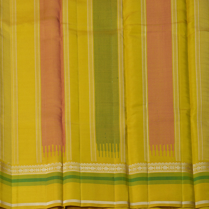 Hayagrivas Handloom Onion Pink Kanjivaram Silk Saree with Lemon Yellow Border KBF403F2-3