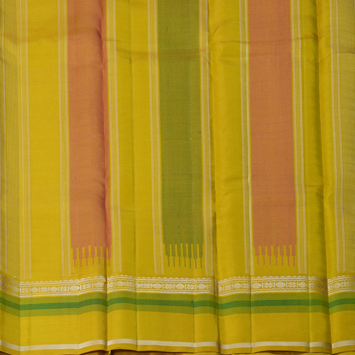 Hayagrivas Handloom Onion Pink Kanjivaram Silk Saree with Lemon Yellow Border KBF403F2-3