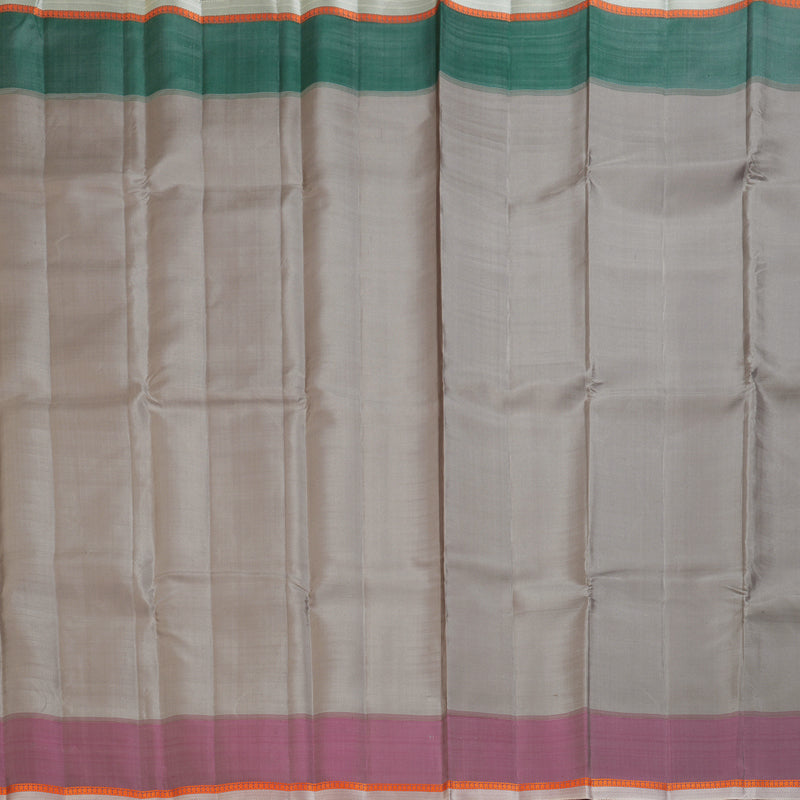Hayagrivas Handloom Elephant Grey Kanjivaram Silk Saree with Ganga Jamuna Border KBF403F2-4