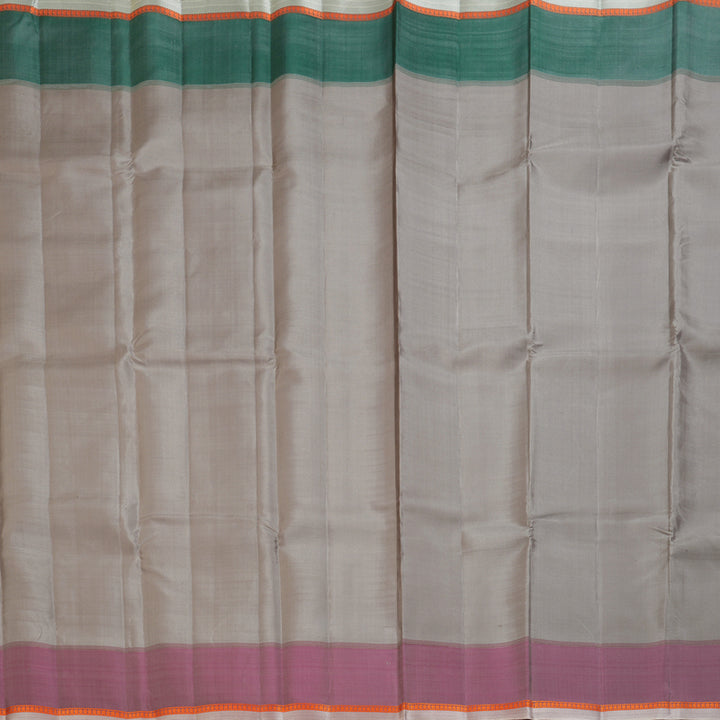 Hayagrivas Handloom Elephant Grey Kanjivaram Silk Saree with Ganga Jamuna Border KBF403F2-4