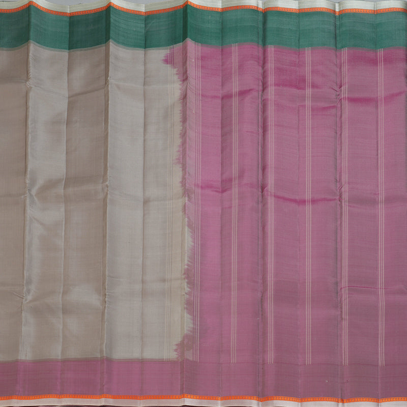 Hayagrivas Handloom Elephant Grey Kanjivaram Silk Saree with Ganga Jamuna Border KBF403F2-4