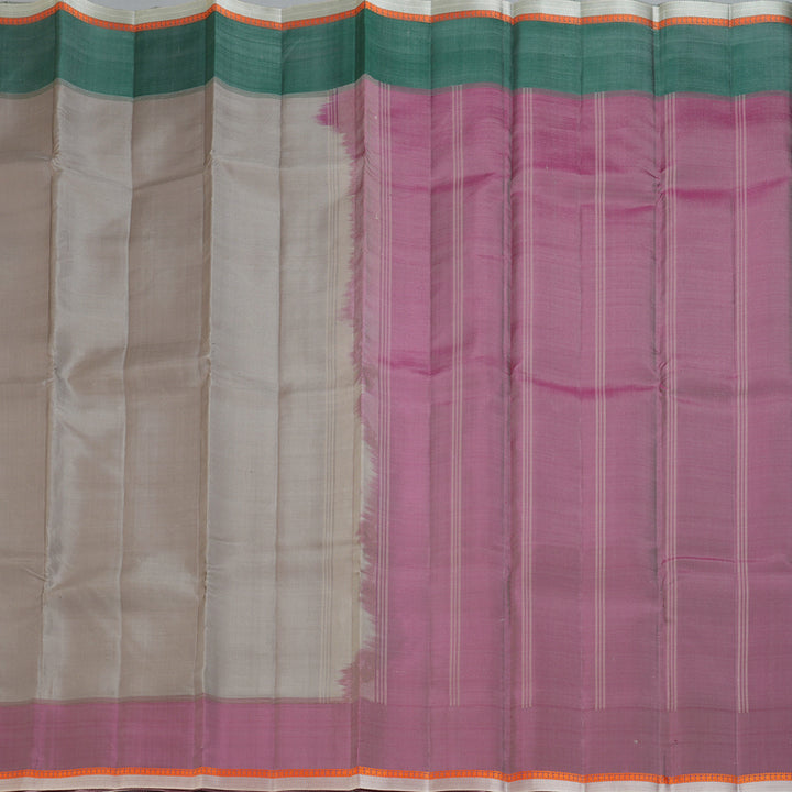 Hayagrivas Handloom Elephant Grey Kanjivaram Silk Saree with Ganga Jamuna Border KBF403F2-4