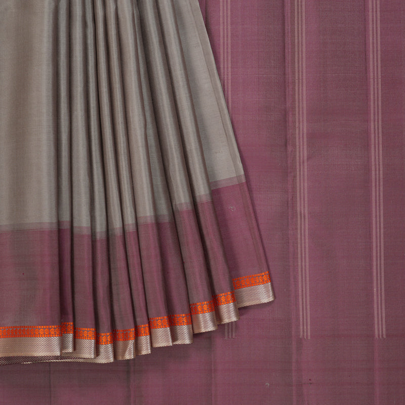 Hayagrivas Handloom Elephant Grey Kanjivaram Silk Saree with Ganga Jamuna Border KBF403F2-4