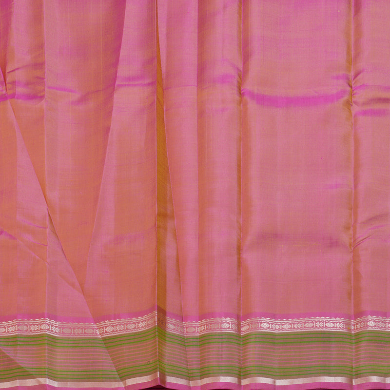 Hayagrivas Handloom Lemon Yellow Kanjivaram Silk Saree with Rose Pink Border KBF403F2-5