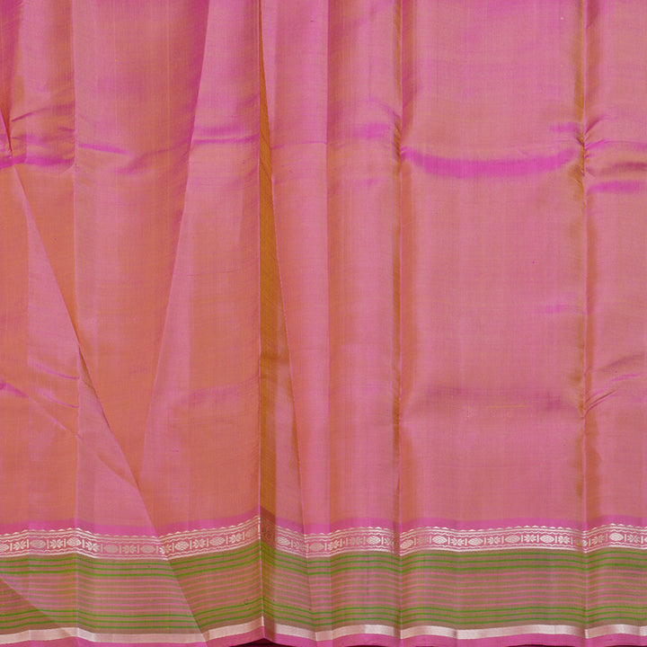 Hayagrivas Handloom Lemon Yellow Kanjivaram Silk Saree with Rose Pink Border KBF403F2-5