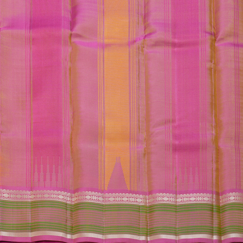 Hayagrivas Handloom Lemon Yellow Kanjivaram Silk Saree with Rose Pink Border KBF403F2-5