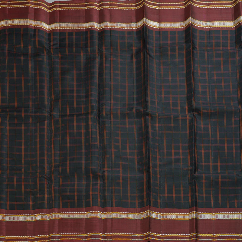 Hayagrivas Handloom Black Kanjivaram Silk Saree with Wine Maroon Border KBF403F4-1