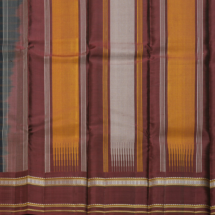 Hayagrivas Handloom Black Kanjivaram Silk Saree with Wine Maroon Border KBF403F4-1
