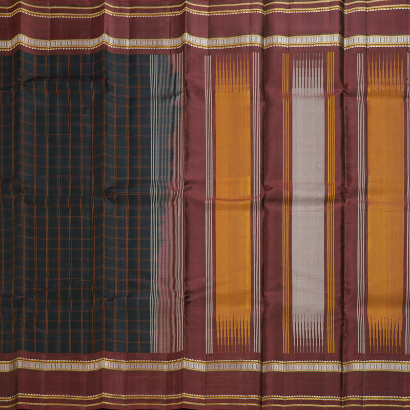 Hayagrivas Handloom Black Kanjivaram Silk Saree with Wine Maroon Border KBF403F4-1