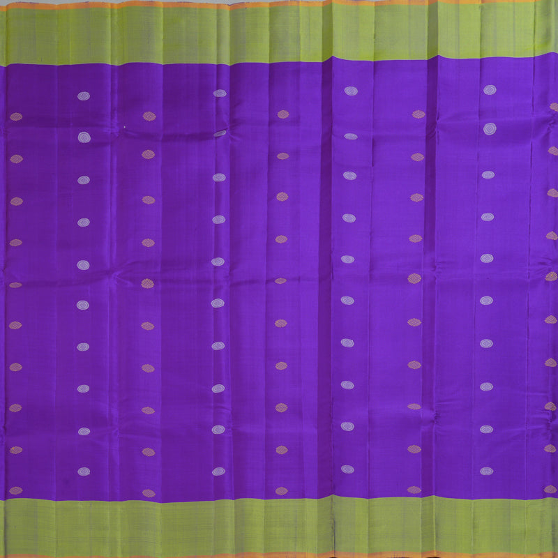 Hayagrivas Handloom Violet Kanjivaram Silk Saree with Golden Green Border KBF403F5-1