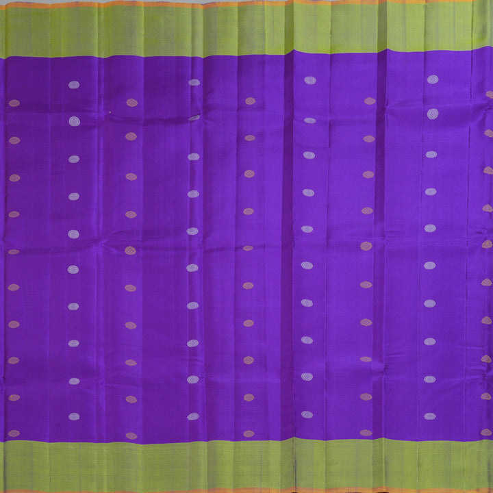 Hayagrivas Handloom Violet Kanjivaram Silk Saree with Golden Green Border KBF403F5-1