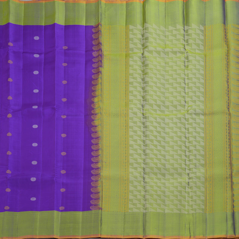 Hayagrivas Handloom Violet Kanjivaram Silk Saree with Golden Green Border KBF403F5-1