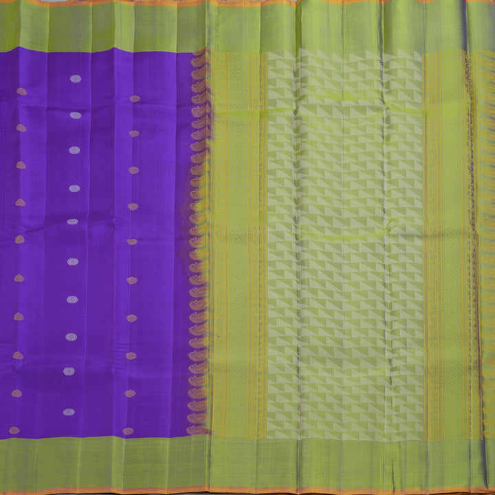 Hayagrivas Handloom Violet Kanjivaram Silk Saree with Golden Green Border KBF403F5-1