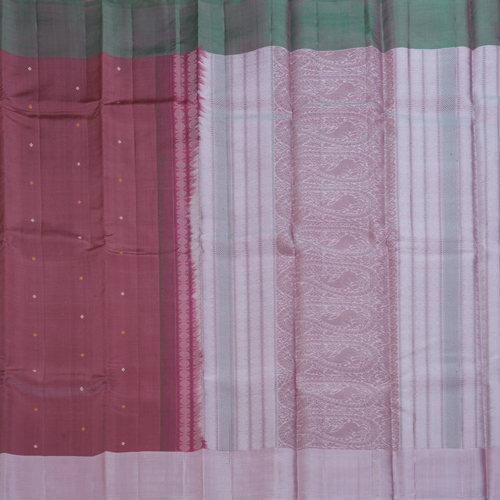 Hayagrivas Handloom Dusky Pink Kanjivaram Silk Saree with Ganga Jamuna Border KBF403F5-2