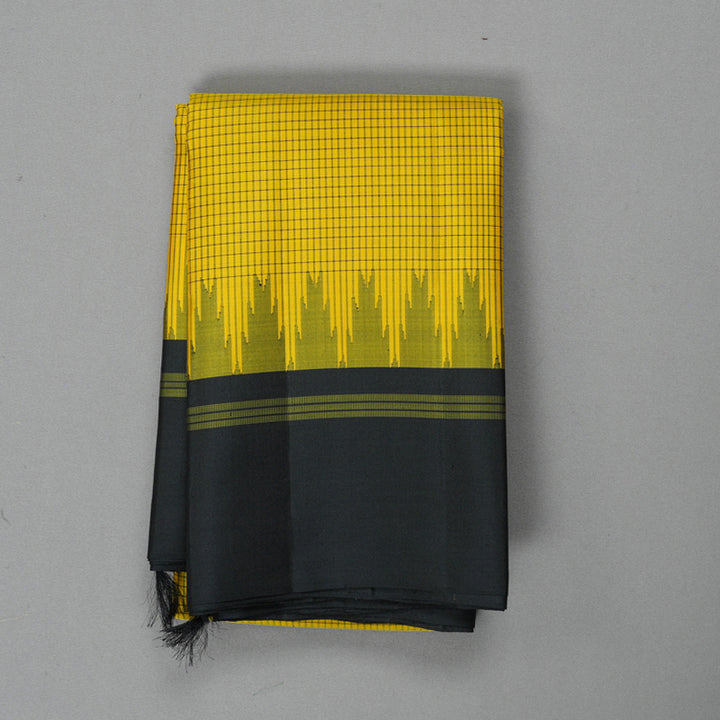 Hayagrivas Handloom Yellow Kanjivaram Silk Saree with Black Border KBF403F6-1