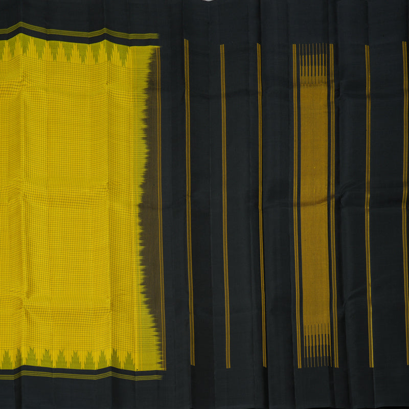Hayagrivas Handloom Yellow Kanjivaram Silk Saree with Black Border KBF403F6-1