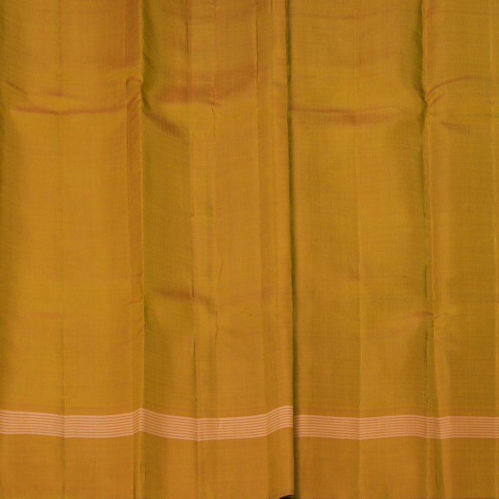 Hayagrivas Handloom Black Kanjivaram Silk Saree with Mustard Yellow Border KBF403F6-2