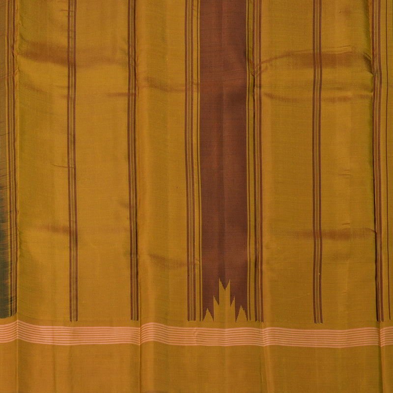 Hayagrivas Handloom Black Kanjivaram Silk Saree with Mustard Yellow Border KBF403F6-2