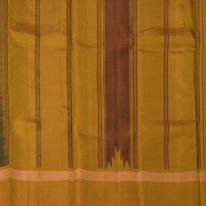 Hayagrivas Handloom Black Kanjivaram Silk Saree with Mustard Yellow Border KBF403F6-2