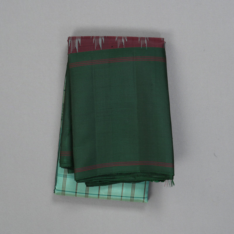Hayagrivas Handloom Pastel Green Kanjivaram Silk Saree with Bottle Green Border KBF403F6-3
