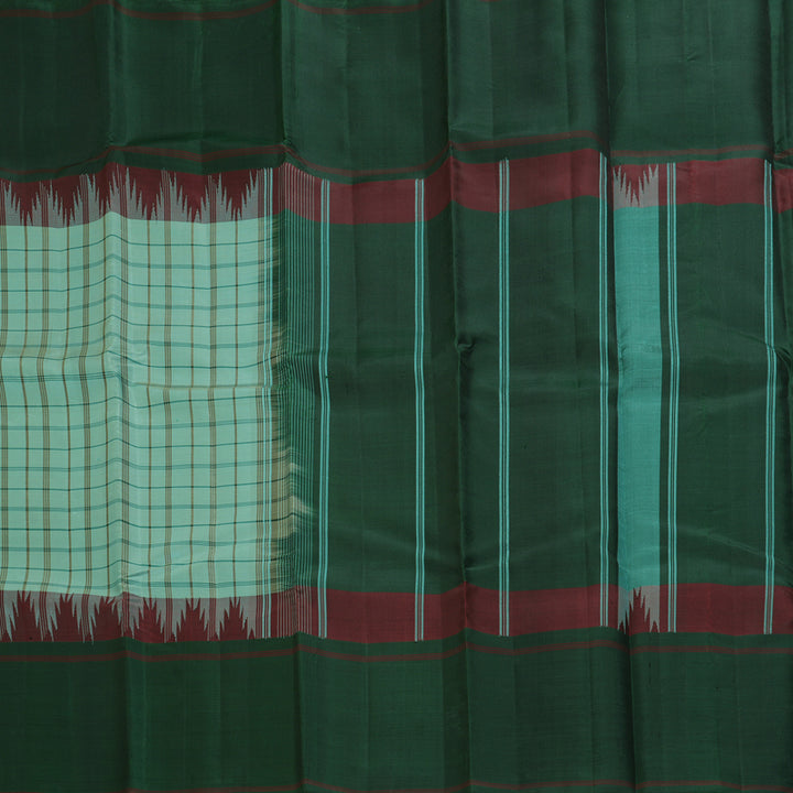 Hayagrivas Handloom Pastel Green Kanjivaram Silk Saree with Bottle Green Border KBF403F6-3