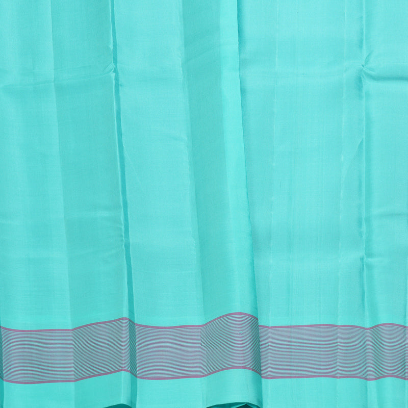 Hayagrivas Handloom MS Blue Kanjivaram Silk Saree with Sea Green Border KBF403F6-4