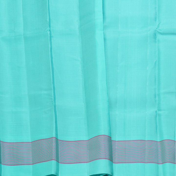 Hayagrivas Handloom MS Blue Kanjivaram Silk Saree with Sea Green Border KBF403F6-4