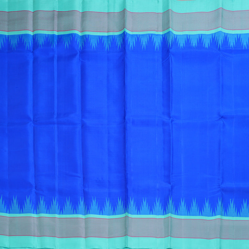 Hayagrivas Handloom MS Blue Kanjivaram Silk Saree with Sea Green Border KBF403F6-4