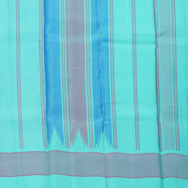 Hayagrivas Handloom MS Blue Kanjivaram Silk Saree with Sea Green Border KBF403F6-4
