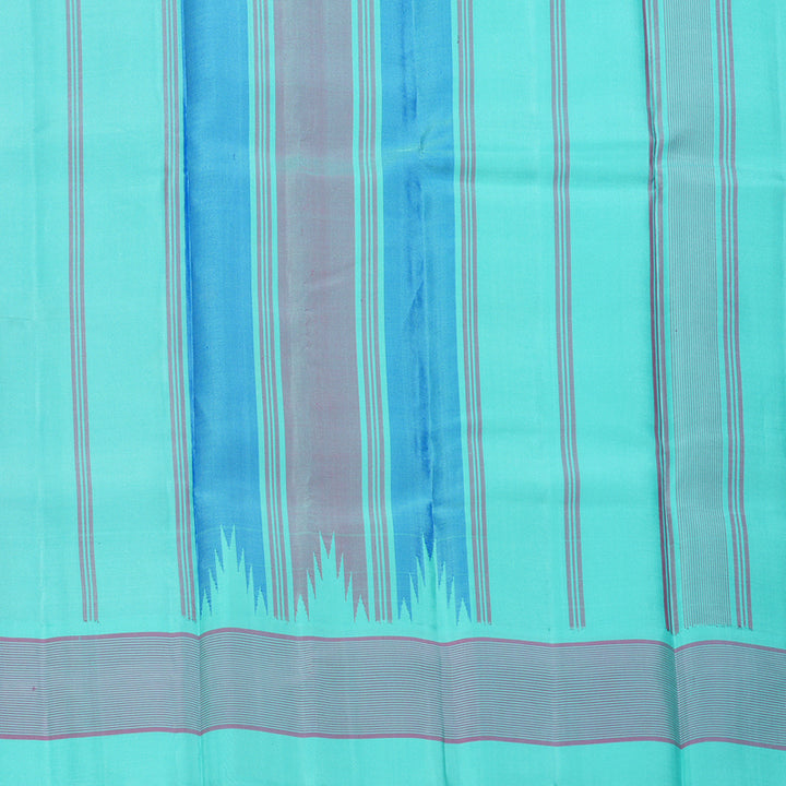 Hayagrivas Handloom MS Blue Kanjivaram Silk Saree with Sea Green Border KBF403F6-4