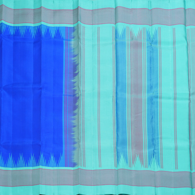 Hayagrivas Handloom MS Blue Kanjivaram Silk Saree with Sea Green Border KBF403F6-4