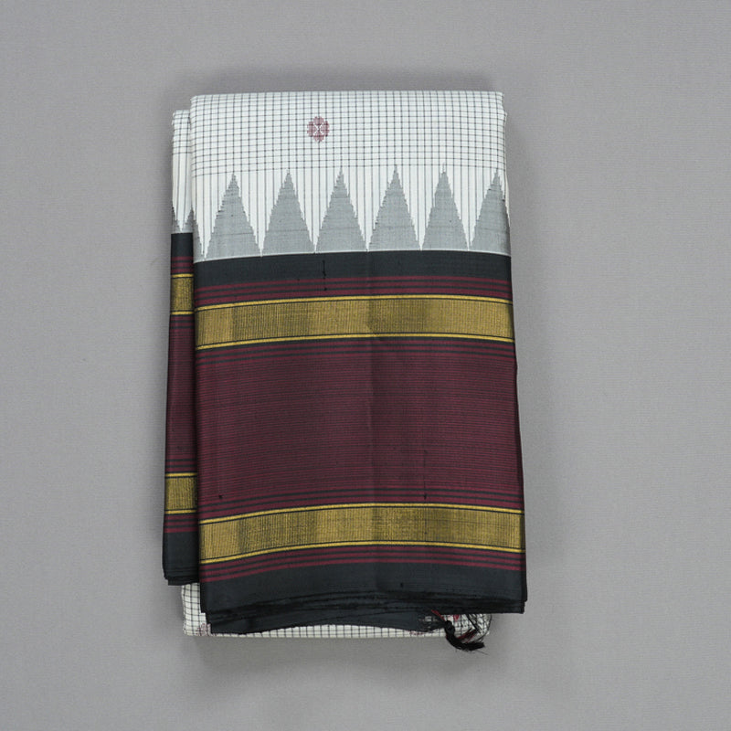 Hayagrivas Handloom Milk-White Kanjivaram Silk Saree KBF403F7-1
