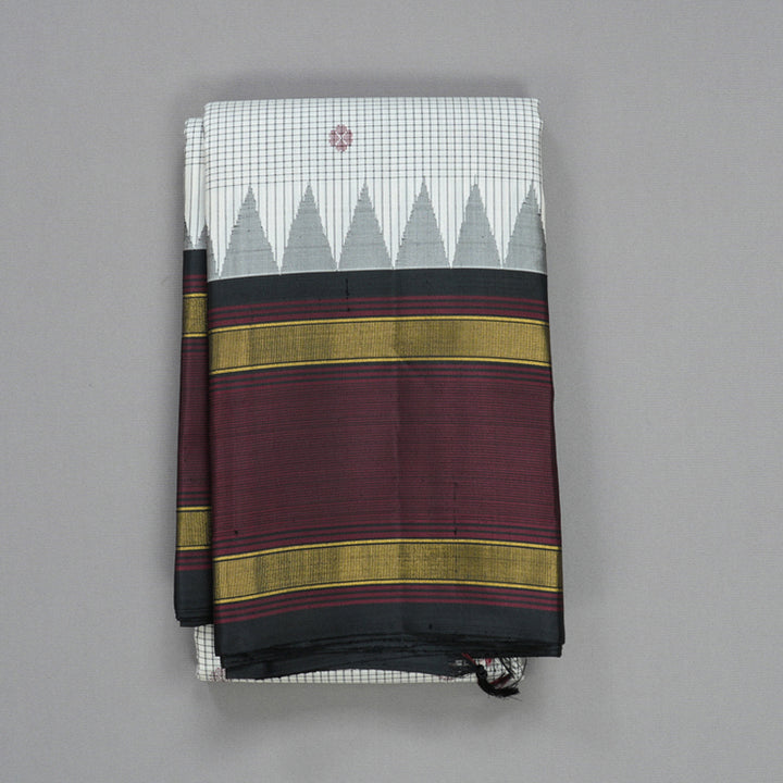 Hayagrivas Handloom Milk-White Kanjivaram Silk Saree KBF403F7-1