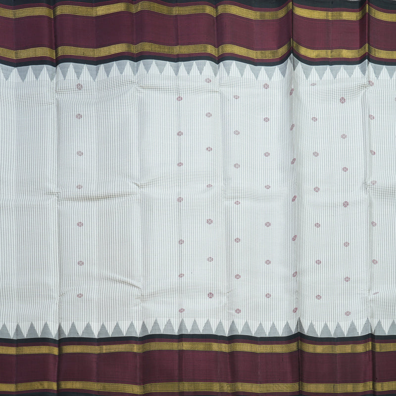 Hayagrivas Handloom Milk-White Kanjivaram Silk Saree KBF403F7-1