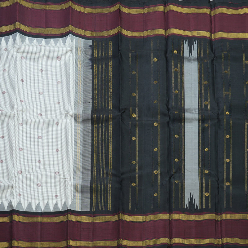 Hayagrivas Handloom Milk-White Kanjivaram Silk Saree KBF403F7-1