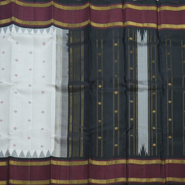 Hayagrivas Handloom Milk-White Kanjivaram Silk Saree KBF403F7-1
