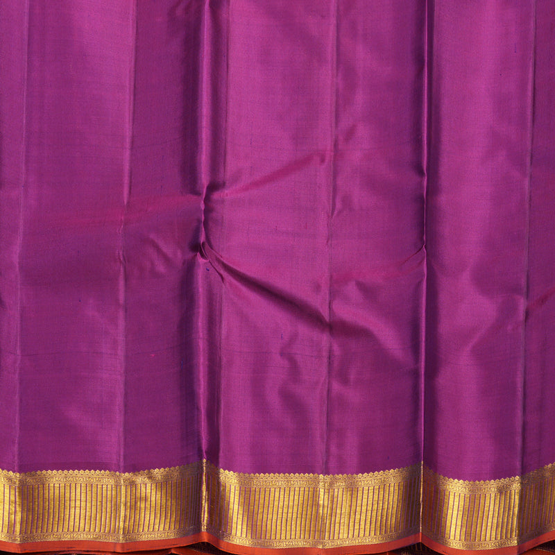 Hayagrivas Handloom Lavender-Grey Kanjivaram Silk Saree with Purple Border KBF404F5-9