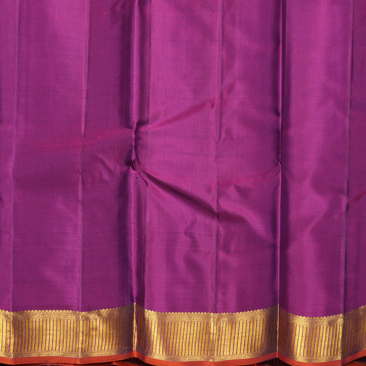 Hayagrivas Handloom Lavender-Grey Kanjivaram Silk Saree with Purple Border KBF404F5-9