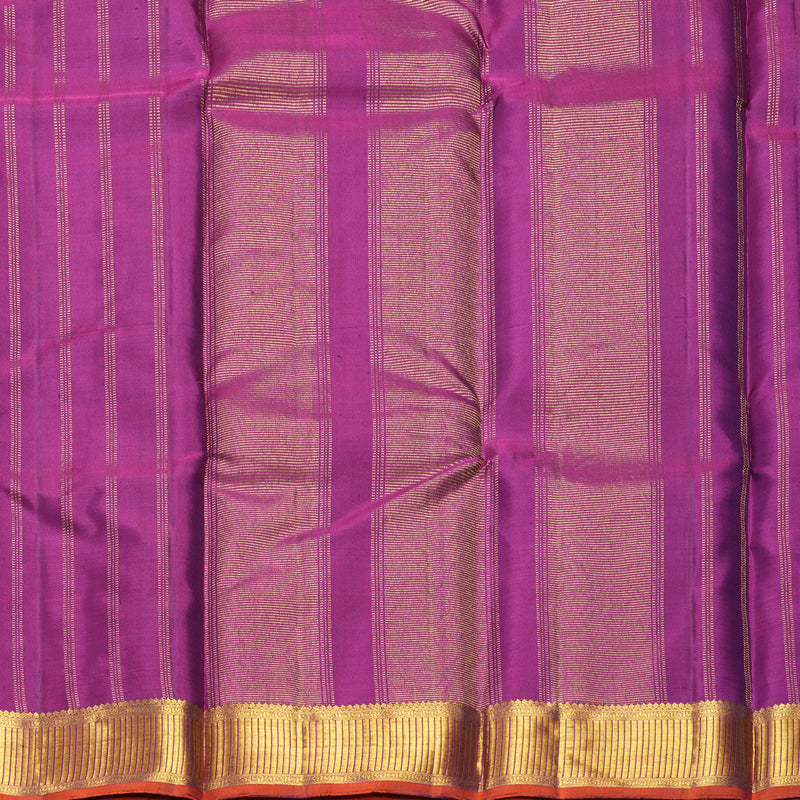 Hayagrivas Handloom Lavender-Grey Kanjivaram Silk Saree with Purple Border KBF404F5-9