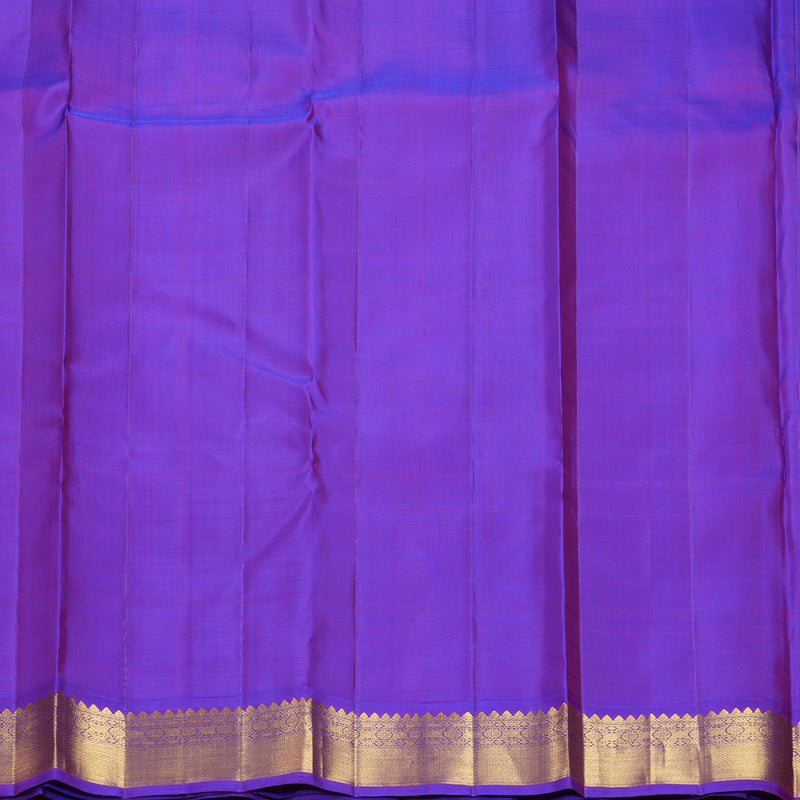 Hayagrivas Handloom Half-White Kanjivaram Silk Saree with Purple Border KBF405F1-1