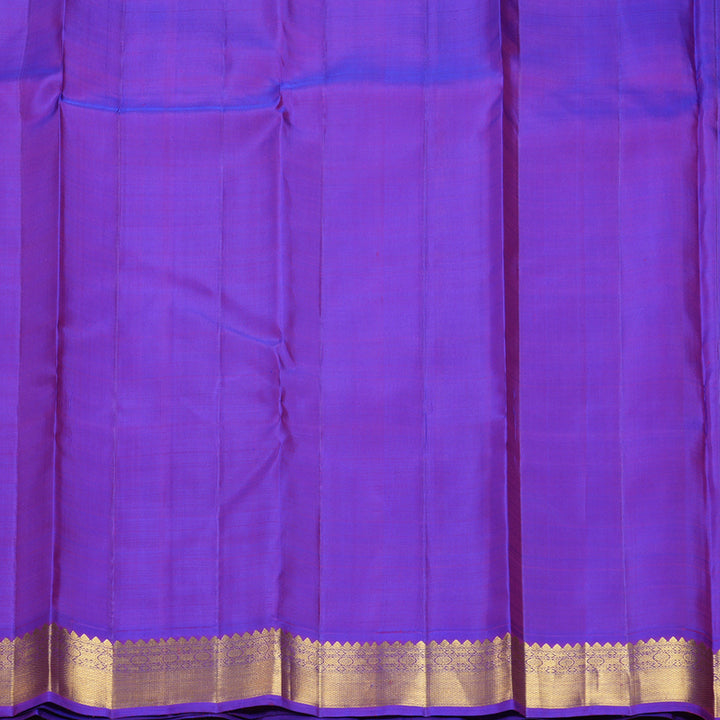 Hayagrivas Handloom Half-White Kanjivaram Silk Saree with Purple Border KBF405F1-1
