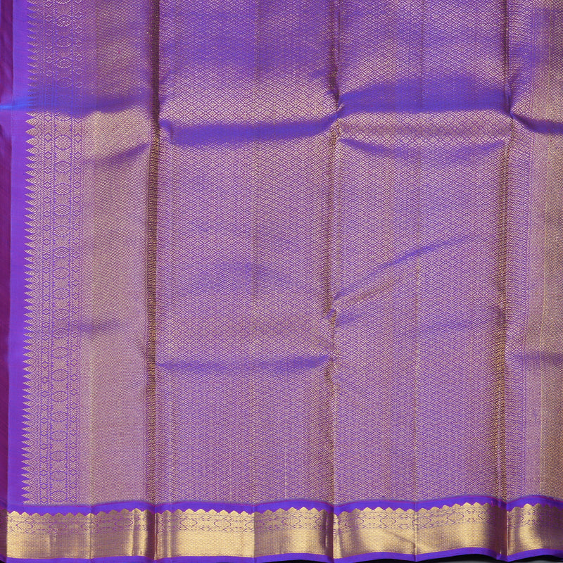 Hayagrivas Handloom Half-White Kanjivaram Silk Saree with Purple Border KBF405F1-1