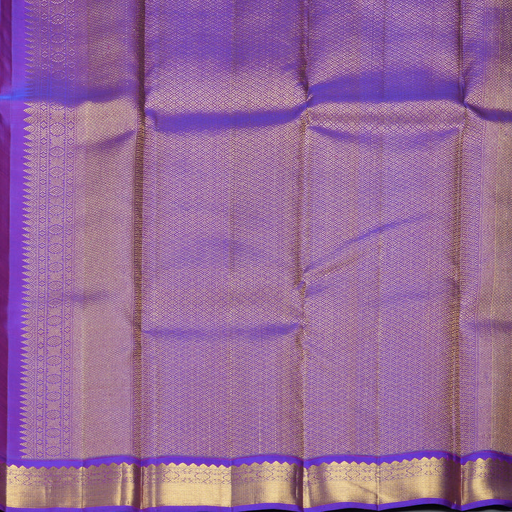 Hayagrivas Handloom Half-White Kanjivaram Silk Saree with Purple Border KBF405F1-1
